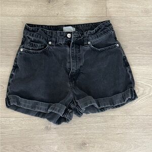 H&M Black Jean Shorts with rolled cuff